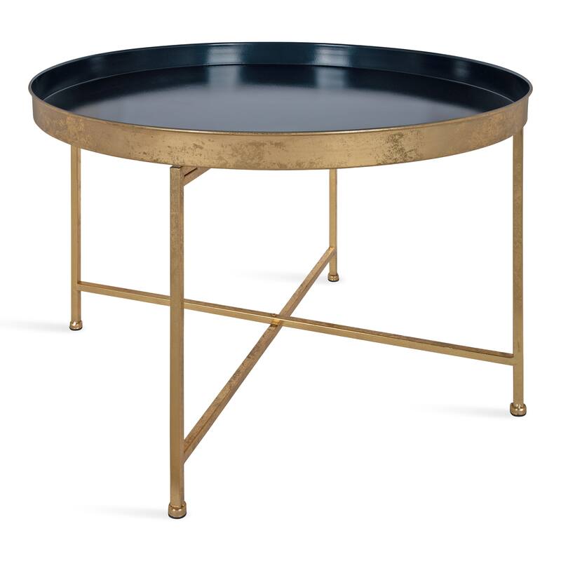 Kate and Laurel Celia Round Metal Coffee Table - 28.25x28.25x19 - Navy Blue/Gold