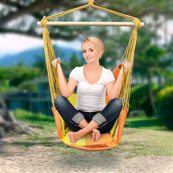 Sorbus Blue Hanging Rope Hammock Chair On Sale Bed Bath