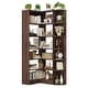 preview thumbnail 9 of 22, 6-Tier Corner Bookshelf, 71" H Freestanding L-Shaped Book Shelf with Baffle, Corner Open Display Shelf Bookcase