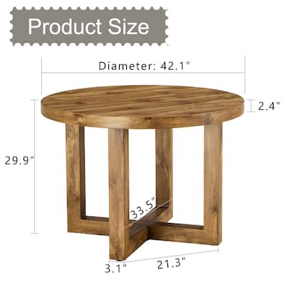 Circular Coffee Table - Modern MDF Top and Wooden Legs