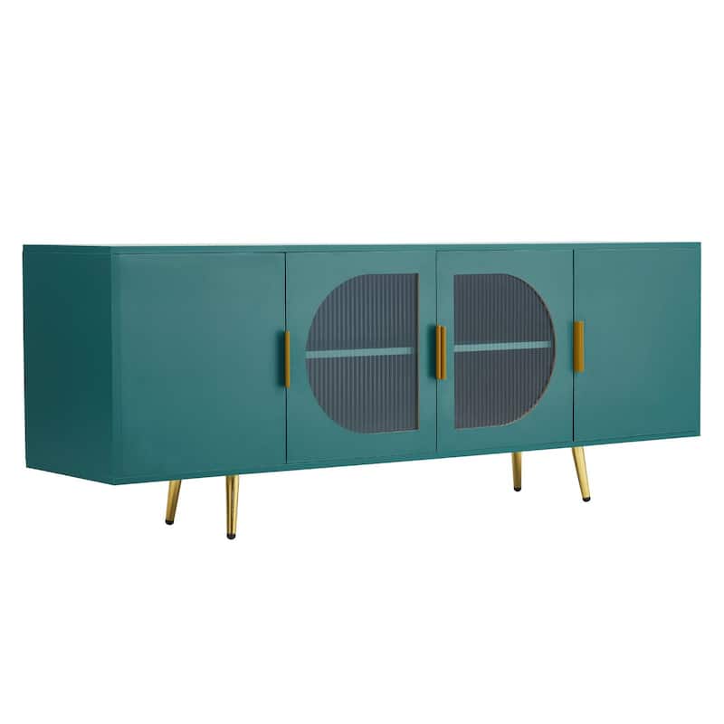Dark Green Adjustable 3-Shelf TV Stand for Up to 75 inches TVs with Scratch Resistant Finish - 66.14 x 15.75 x 25.20 inch - Dark Green