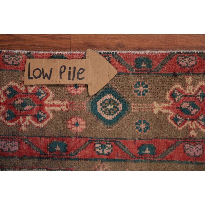 Tribal Geometric Ardebil Persian Runner Rug Hand-Knotted Wool Carpet - 3'7"x 12'0"