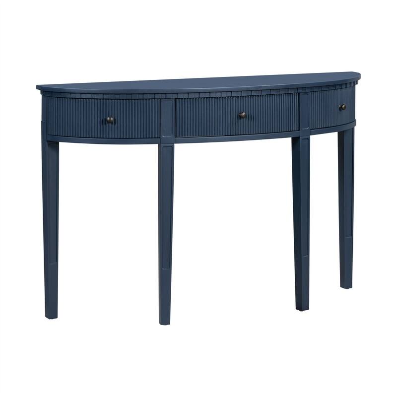 Curve Design Console Table with 3 Storage Drawers, Modern Entryway Table Sofa Table with Vertical Stripe Design and 4 Legs