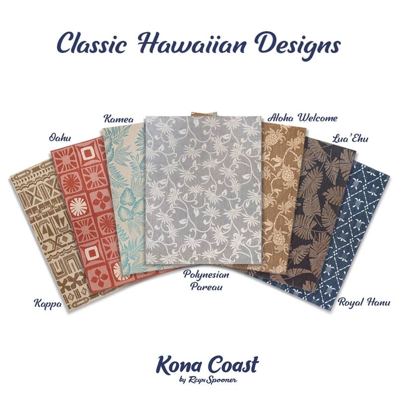 Reyn Spooner Kona Coast Kamea Teal Blue Tropical Leaf Flatweave Indoor