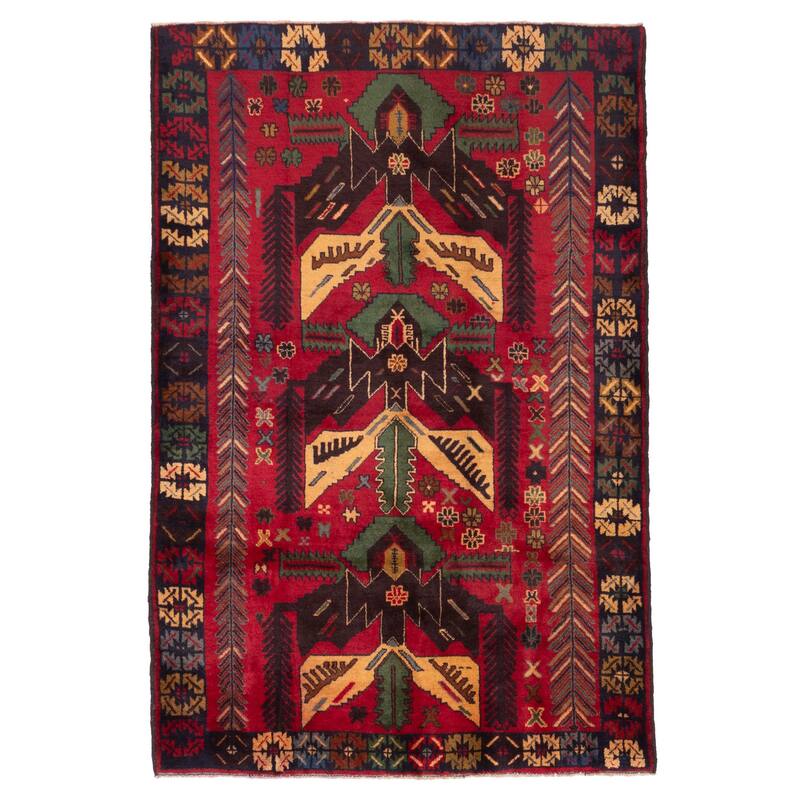 ECARPETGALLERY Hand-knotted Teimani Red Wool Rug - 3'10 x 5'9