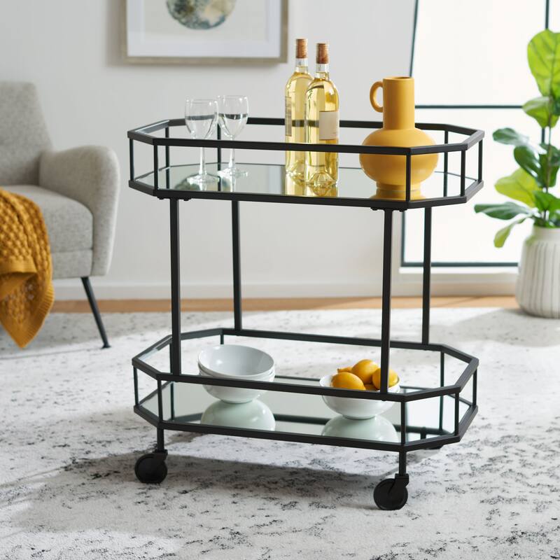 SAFAVIEH Katica 2-Tier Octagon Bar Cart - 29.6" x 16.5" x 29.8" - 30Wx17Dx30H