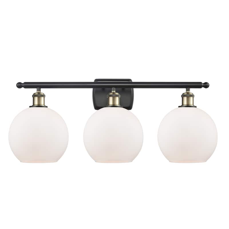 Innovations Lighting 516-3W-13-26 Athens Vanity Athens 3 Light 26" - Black Antique Brass / Matte White