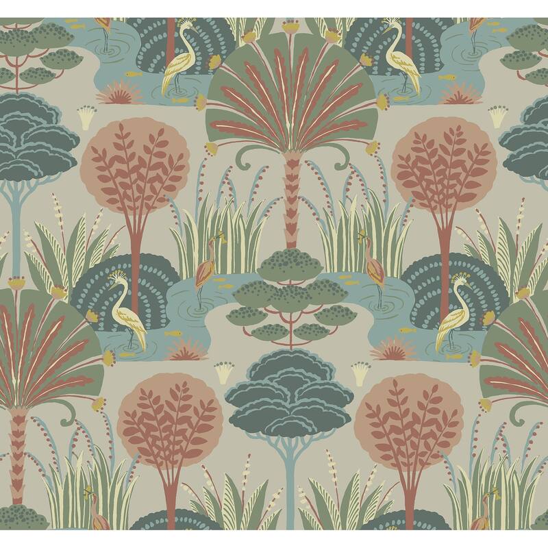 Scott Living Mandeville Pastel Tropical Paradise Wallpaper