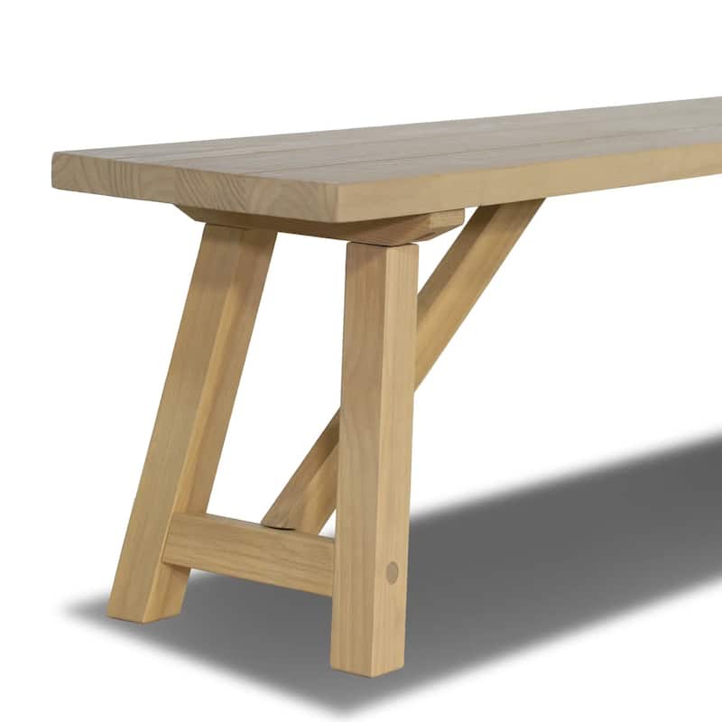 Cascais Solid Wood Bench with Farmhouse Base