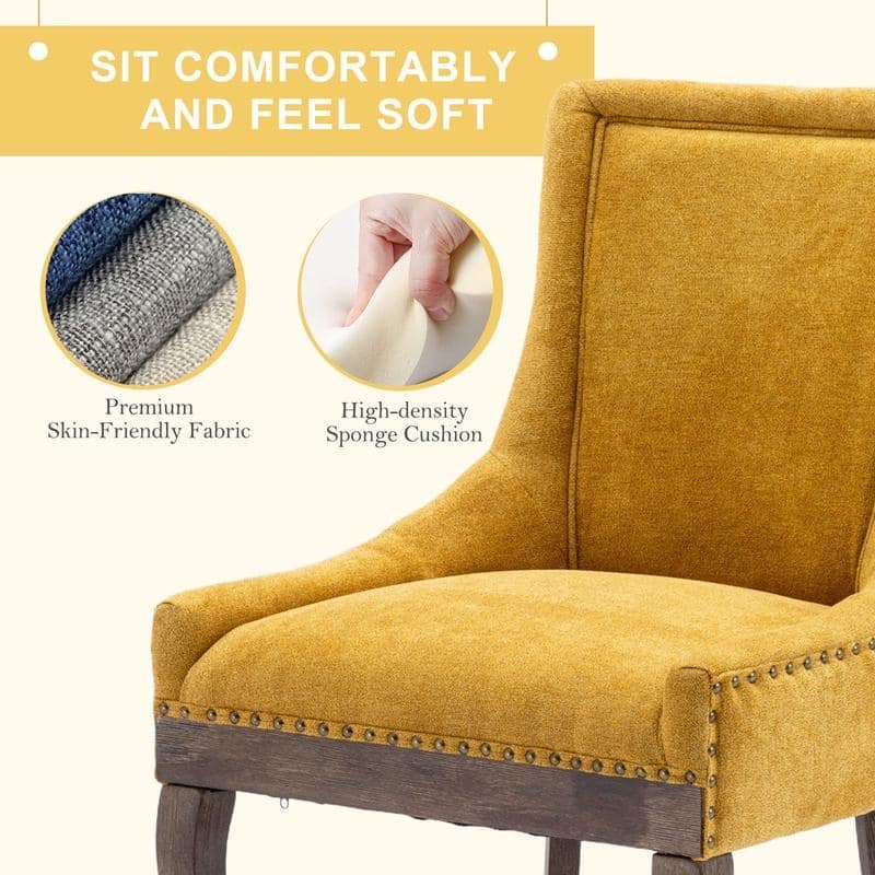 Thickened Side Dining Chair with Solid Wood Legs Set of 6