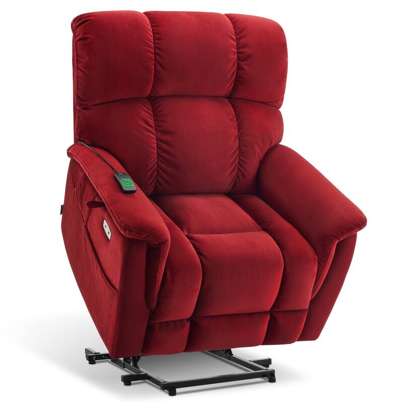 MCombo Dual Motor Power Lift Recliner Chair with Massage and Dual Heating, Infinite Position, Fabric R7166 (Oversize)