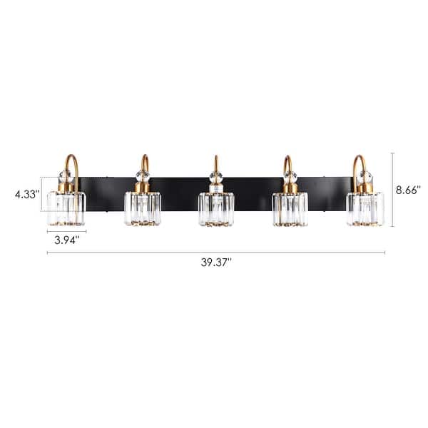 dimension image slide 0 of 4, Chrome/ Black/ Gold Modern Over Mirror Crystal Bathroom Restroom Wall Lighting Fixtures Bath Lights Vanity Light