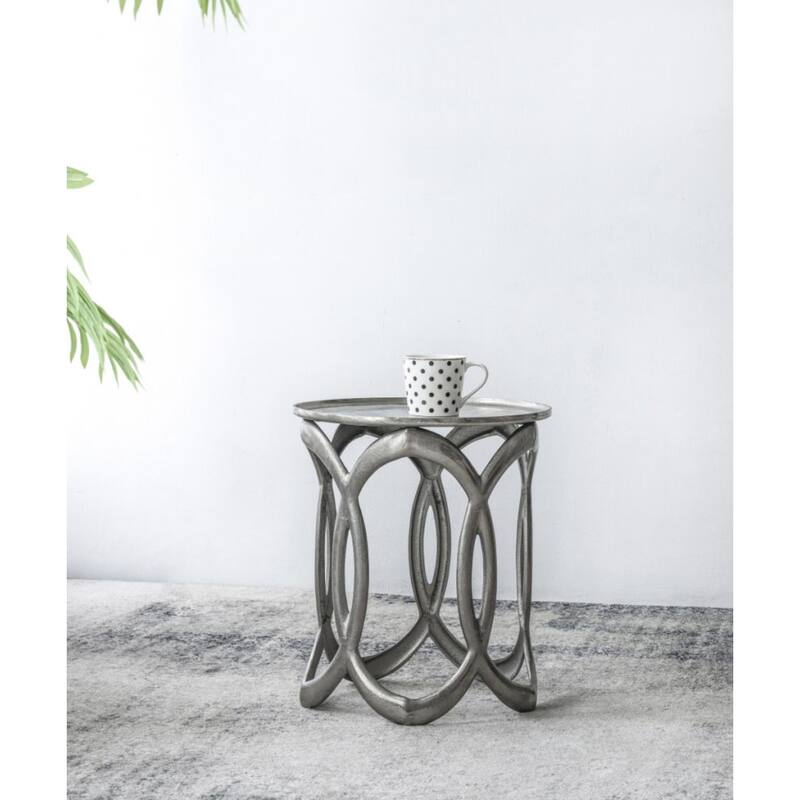 Round Aluminum Nesting Side Tables - 19.75" - Silver - Set of 2
