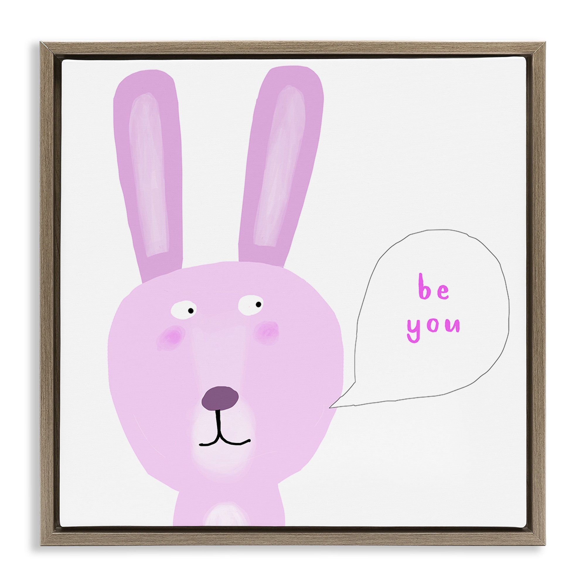 Stupell Pink Be You Bunny Framed Floater Canvas Wall Art Design By Carla Daly