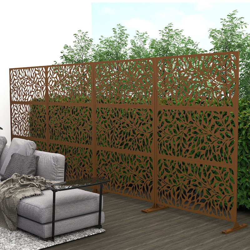 Lirago Metal Privacy Screen Wall Decoration Free Standing-6.3 ft. H X 4 ft. W