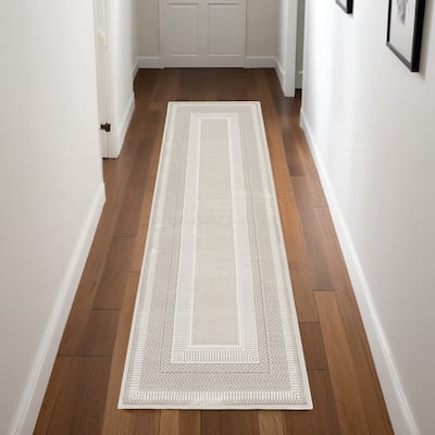 Power Loomed Geometric Abstract Modern Non Skid Stain Resistant Area Rug - 90' X '27' X '0.39