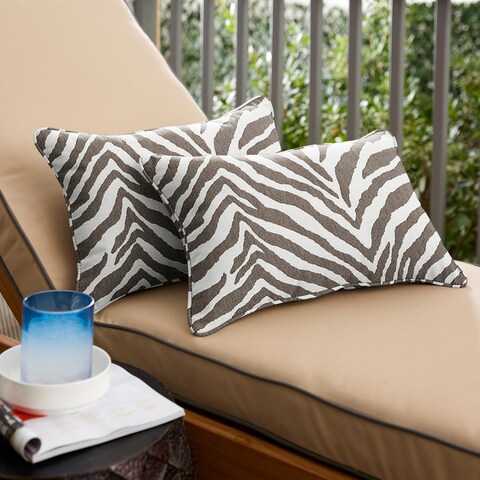 Sunbrella Grey Zebra Indoor/Outdoor Pillows, Set of 2, Corded