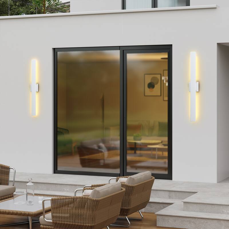 2Pack Outdoor Hardwired Bar Wall Light Linear Sconce with LED Source