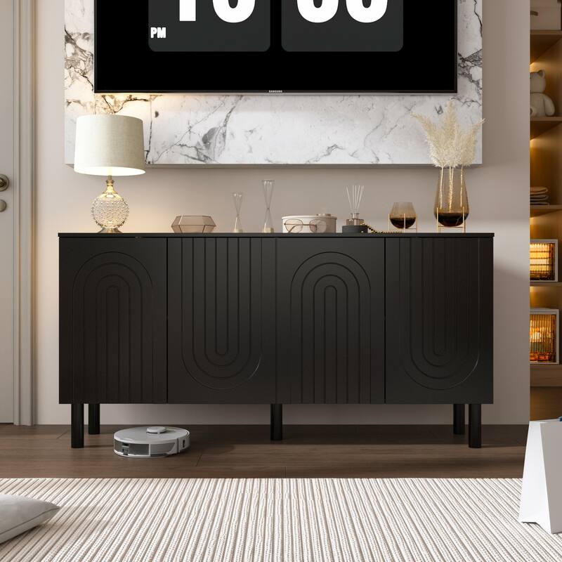 White Sideboard Bookcase Kitchen Cabinet Buffet Credenza End Table Whie/Black