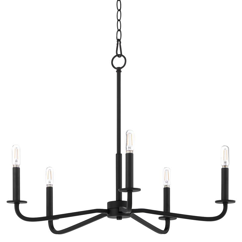 Quorum International 6307-5 Rutherford 5 Light 25" Wide Taper Candle - Matte Black