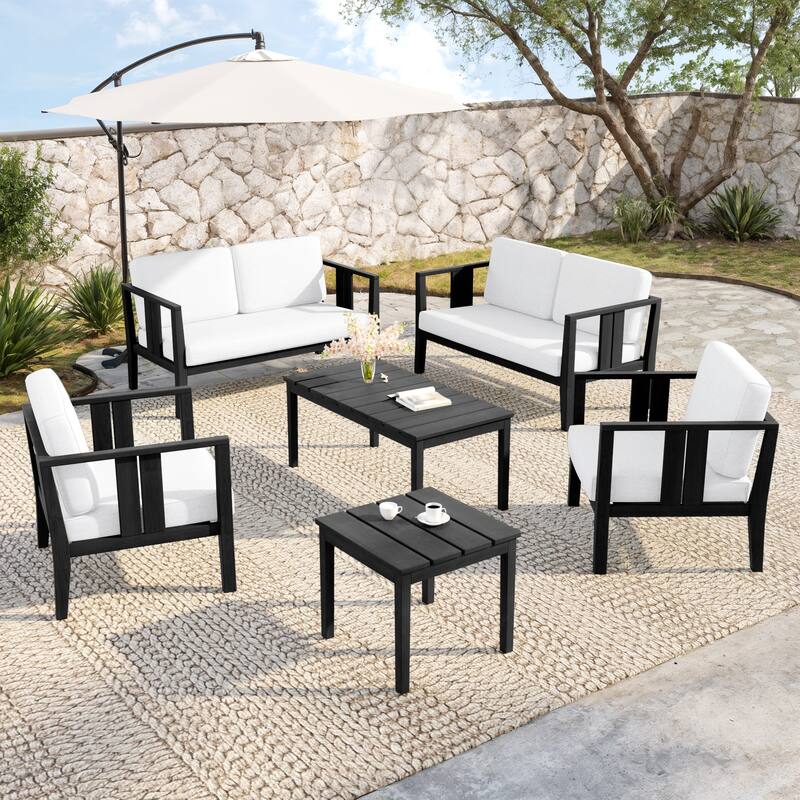 Teak Wood 6-Piece Outdoor Conversation Set with Table