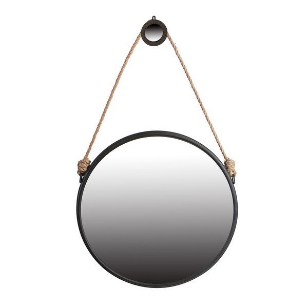 A&B Home Cleveland 30-inch Matte Black Large Rope Strap Mirror with Hanger. Opens flyout.
