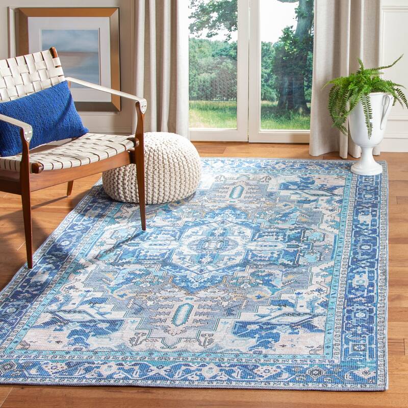 SAFAVIEH Handmade Saffron Brea Modern Tribal Cotton Rug - 5' x 8' - Navy/Ivory
