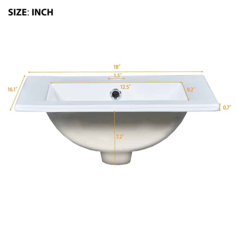 Freestanding Small-Space Cabinet with a Single Sink and Adjustable Shelf, 18" Modern Bathroom Vanity with Sink & Storage