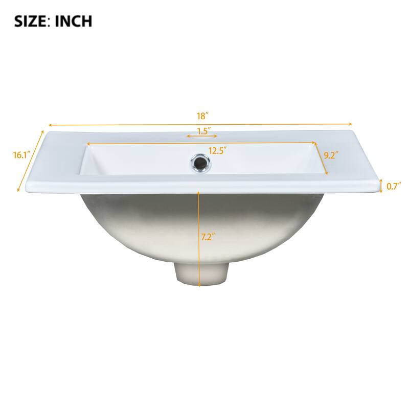 Roomfitters 18" Vanity with Sink, Freestanding Bathroom Cabinet with Door and Shelf, Small Space Storage Unit