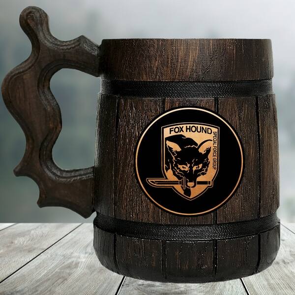 FOXHOUND Wood Beer Mug Stein Christmas Gift Gamer - 4.9x5.7 ...