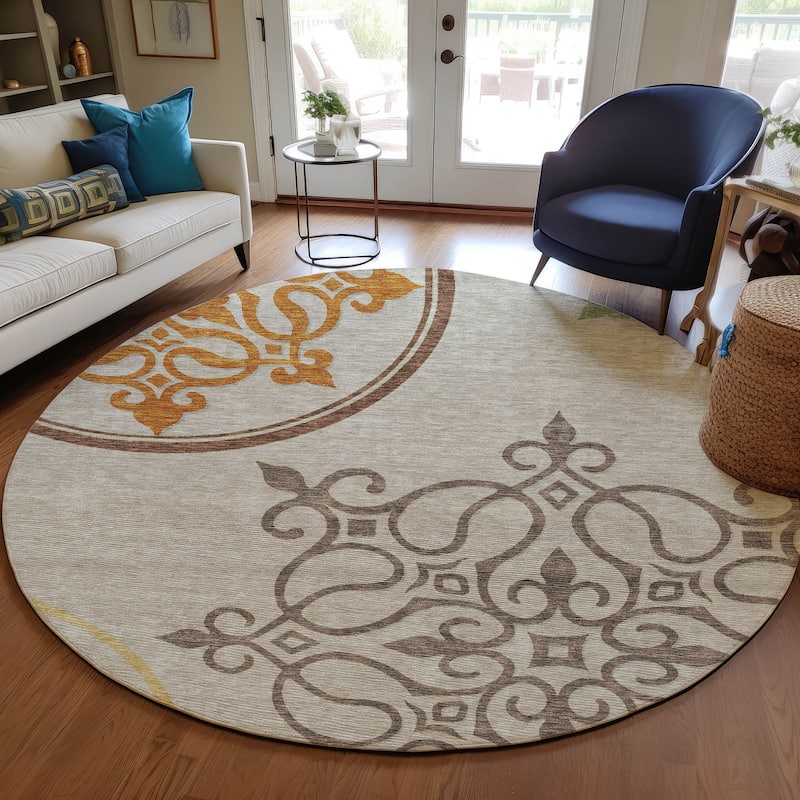 Machine Washable Indoor/ Outdoor Chantille Bold Medallions Rug