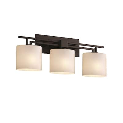 Justice Design Fusion Aero 3-light Matte Black Bath Bar, Opal Oval Shade