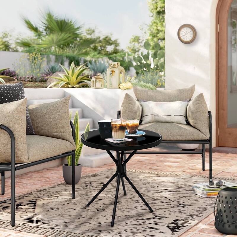 Outdoor Patio Round Metal Small Side Table