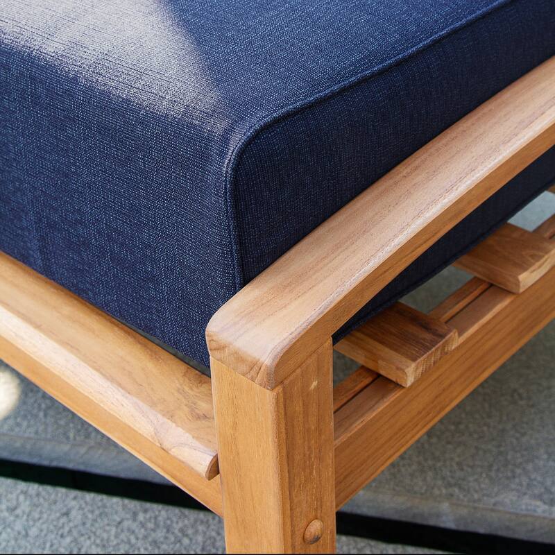 Cambridge Casual Leon Teak Patio Ottoman with Cushion