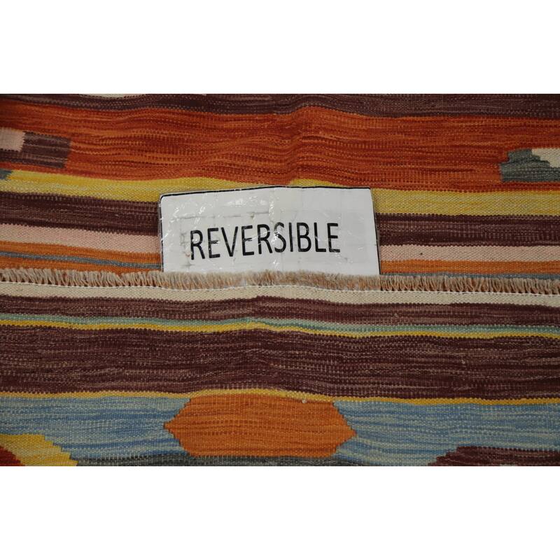 Hand Woven Oriental 100% Wool Carpet Southwestern Tribal Multi-Colored Kilim Area Rug - 6' 1'' X 4' 3''