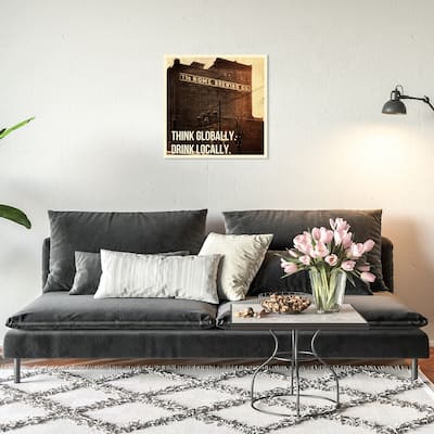 Wynwood Studio Canvas Drinks and Spirits Think And Drink Brown and Metallic Bronze Modern & Contemporary Wall Art Canvas Print