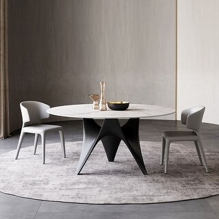 51.18" Modern White Round Pedestal Dining Table for 6 With Matte ...