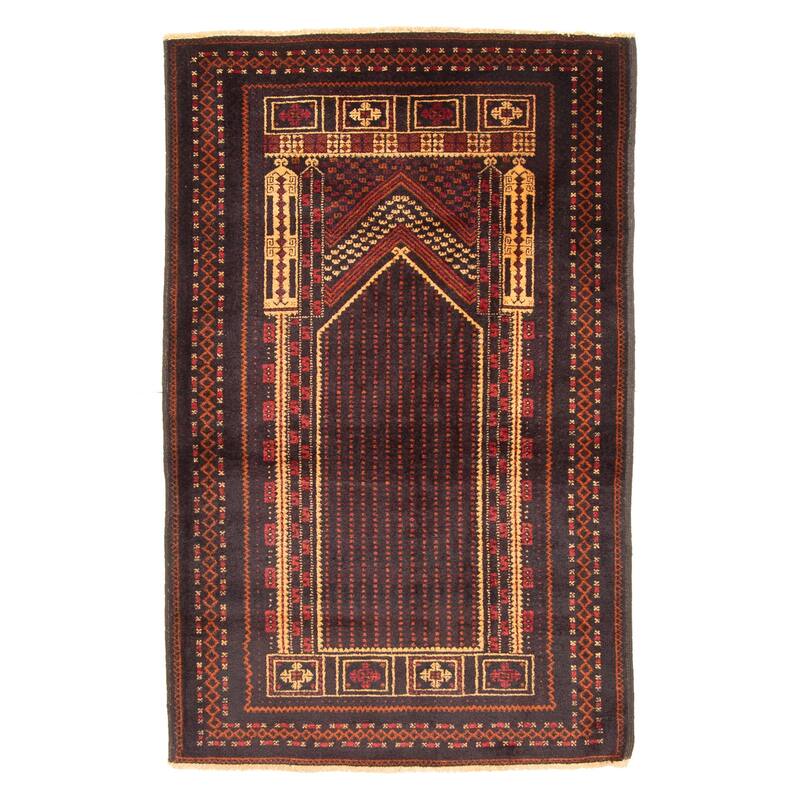 ECARPETGALLERY Hand-knotted Teimani Dark Brown Wool Rug - 3'3 x 5'0