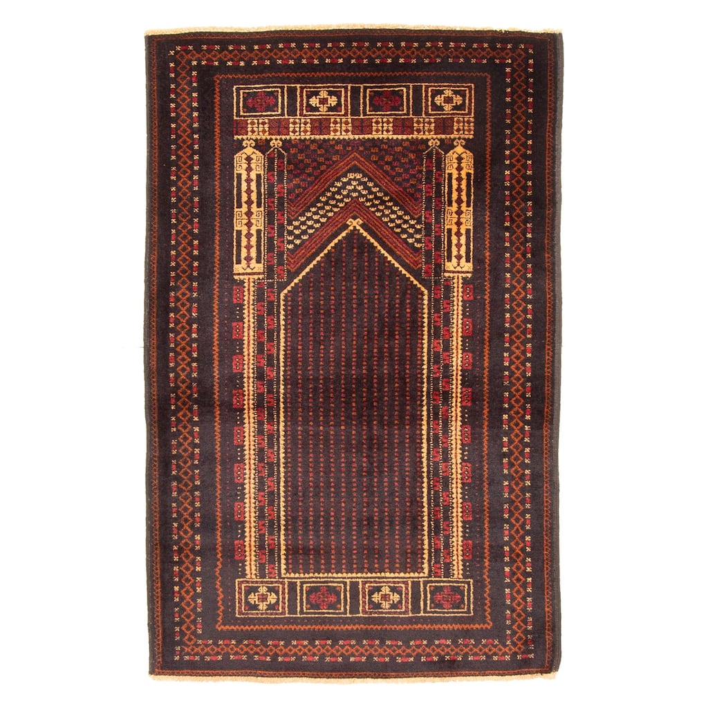 ECARPETGALLERY Hand-knotted Teimani Dark Brown Wool Rug - 3'3 x 5'0
