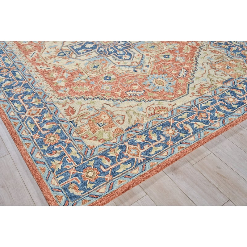 Exquisite Rugs Richmond Serapi Handmade Hand-tufted New Zealand Wool on Canvas Red/Blue Area Rug