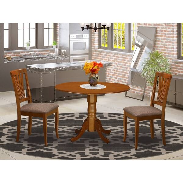 3piece Dining Set Kitchen Table and Chairs Saddle Brown