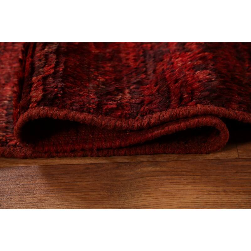 Hand Knotted Oriental 100% Wool Carpet Modern All-Over Red Moroccan Area Rug - 9' 9'' X 6' 9''