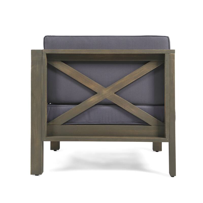 Roomfitters Outdoor X-Back Loveseat with Acacia Wood Frame and Weather-Resistant Cushions