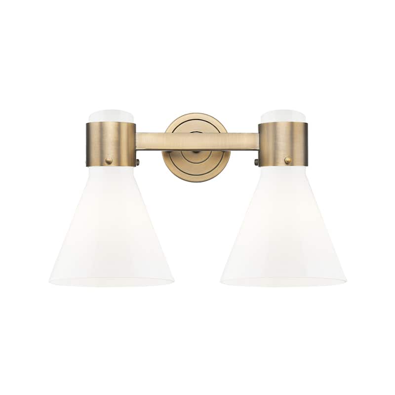 Innovations Lighting 464-2W-10-16 Lawton Cone Vanity Lawton Cone 2 - Brushed Brass / Gloss White