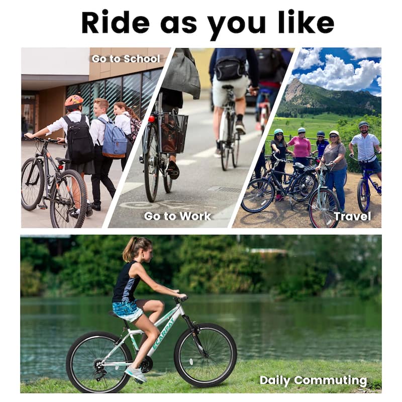 24 Inch Mountain Bike For Teens Students,21 Speed Front Suspension Fork V Brakes Twist Shifter Ideal For Commuting School
