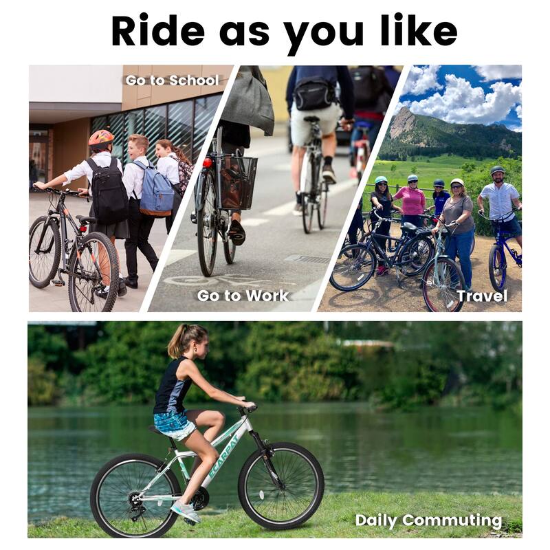 Ecarpat 26 Inch Mountain Bike, 21-Speed V-Brake, Front Suspension, Carbon Steel Frame Mountain Bike