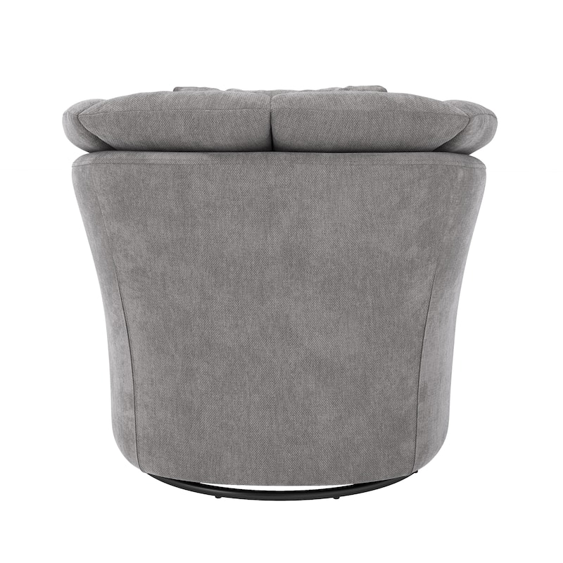 Upholstered Swivel Accent Chair Barrel Armchair Metal Frame with Pillows Living Room Chair