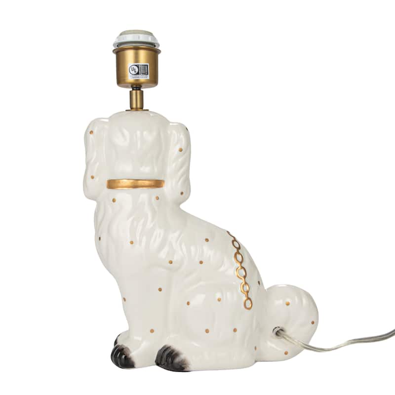 Ceramic Staffordshire Table Lamp with Pleated Fabric Shade - 13.0"L x 13.0"W x 18.5"H