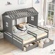 preview thumbnail 10 of 16, Twin Size House Platform Beds with Two Drawers Shared Beds, Combination Of 2 Side By Side Twin Size Beds Grey