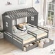 preview thumbnail 2 of 7, Twin Size House Platform Beds with Two Drawers for Boy and Girl Shared Beds, Combination of 2 Side by Side Twin Size Beds
